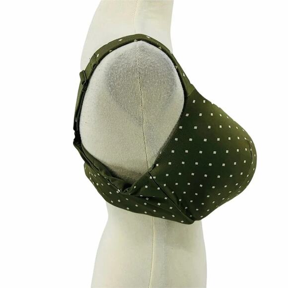 Lane Bryant Cacique True Embrace T-Shirt Bra Green Cream Square Lightly Lined 42 - Picture 2 of 9